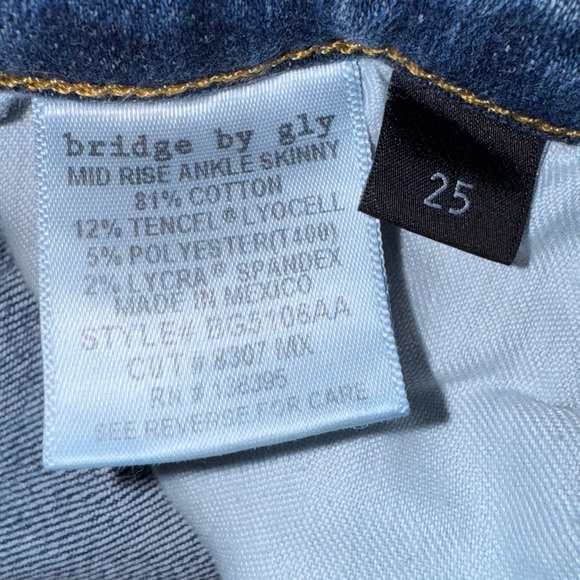 Bridge by Gly mid rise ankle skinny jeans. size 25. GUC - Picture 8 of 9